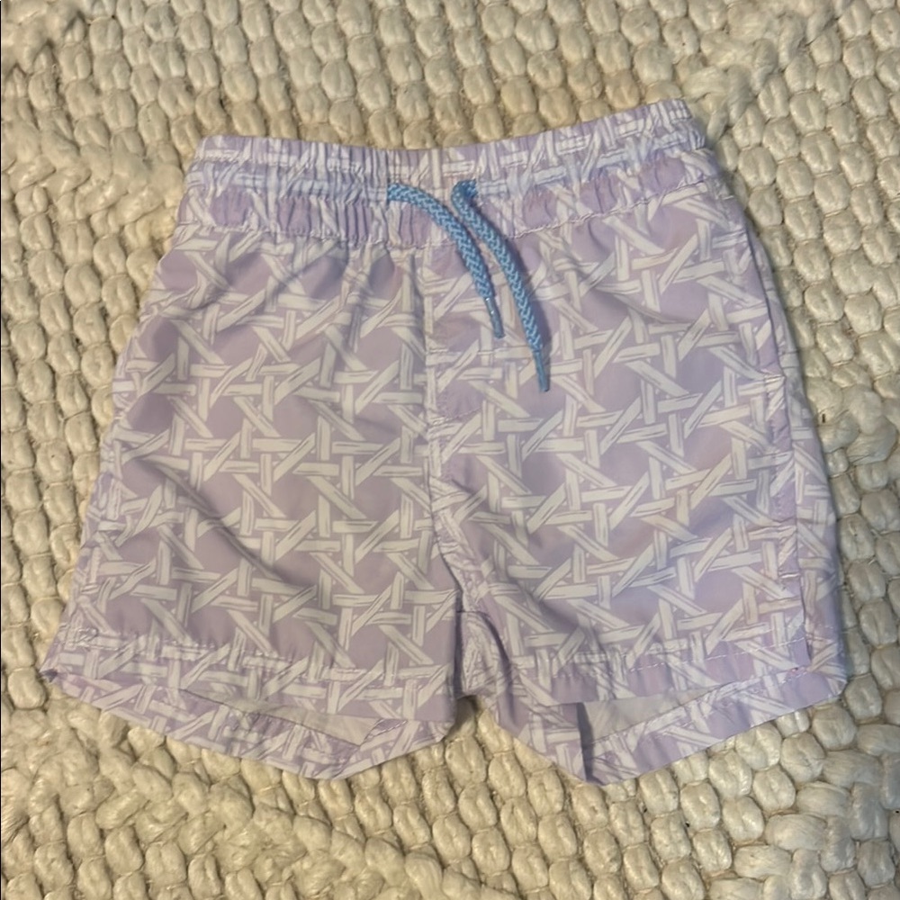 The Beaufort Bonnet Company Purple and White Swim Trunks